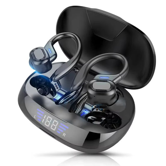 Ear Hook Wireless Sport Headphones 50H Open-Ear Bluetooth Earphones with LED Display Noise Reduction for Running Cycling